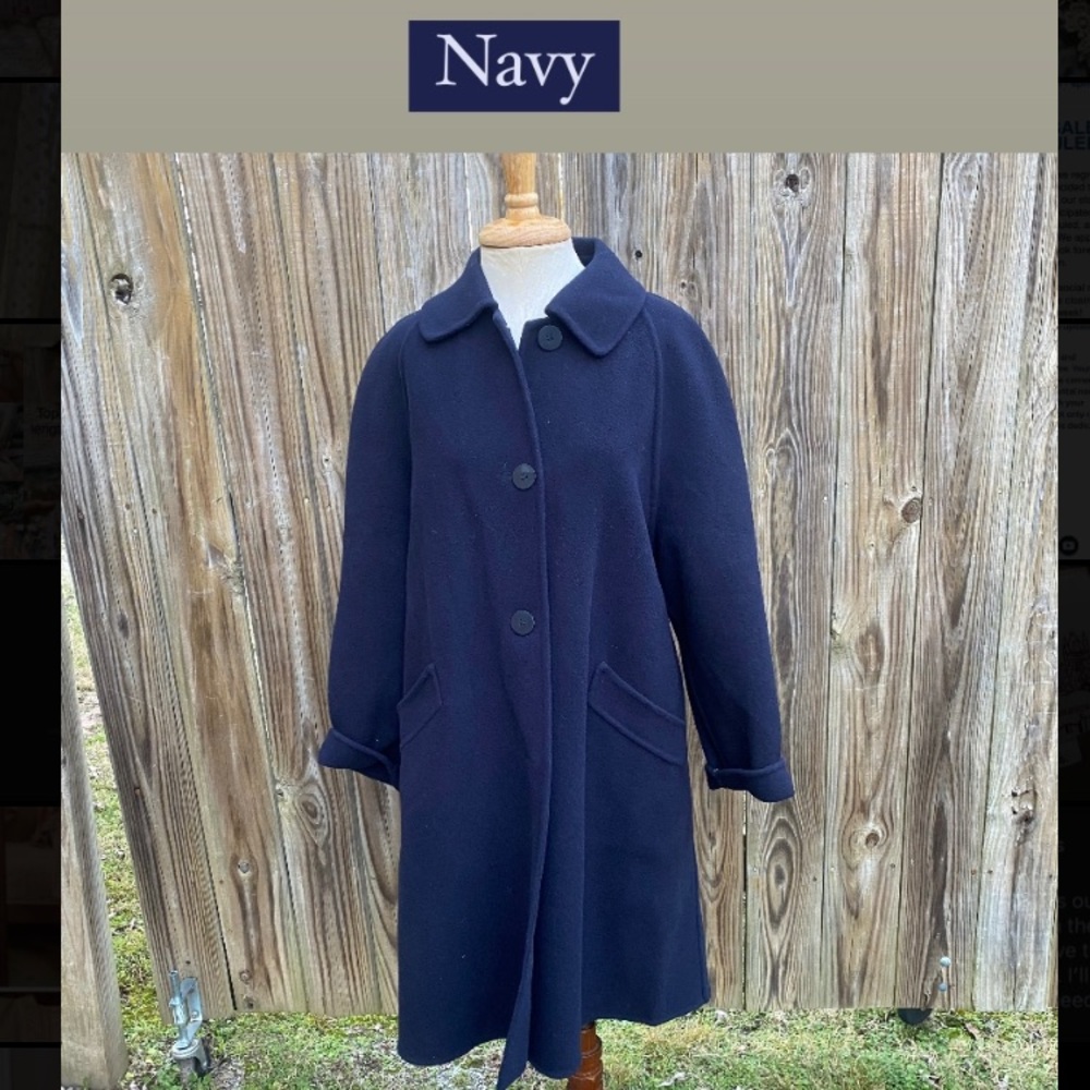 Vintage André Andre Barneys New York navy blue wool pea coat Made in Italy 40 6